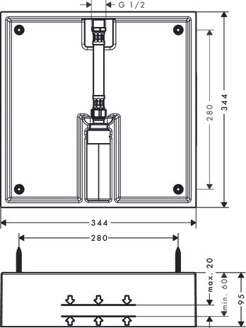 Corps d'encastrement Hansgrohe pour douche de tête Raindance E 400 - vue 2