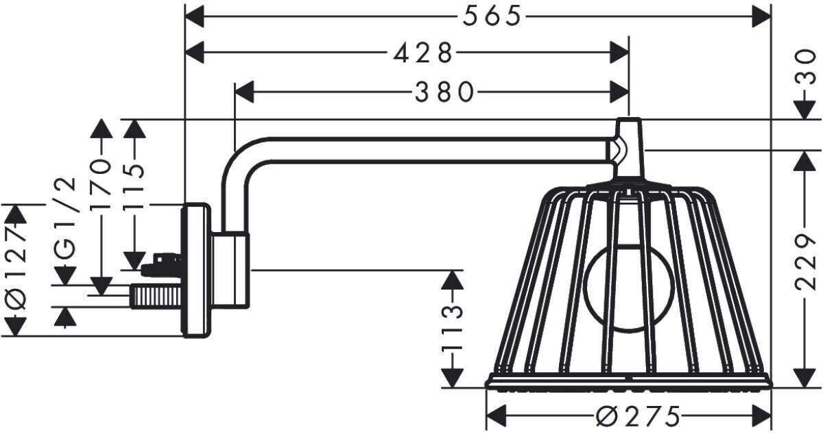 Douche de tête AXOR Nendo LampShower 275 1 jet avec bras de douche — vue 5