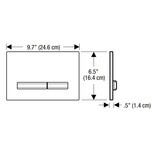 Dimensions de la plaque de finition Geberit Sigma50 : 9,7 po x 6,5 po x 0,5 po (mesures en centimètres).