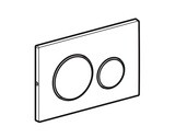 Plaque de commande antivandalisme Geberit Sigma20, chrome brossé, design à deux boutons avec anneaux polis.