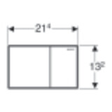 Geberit Sigma60 plaque de déclenchement dimensions 214 x 132 mm rectangulaire logo Geberit en coin.