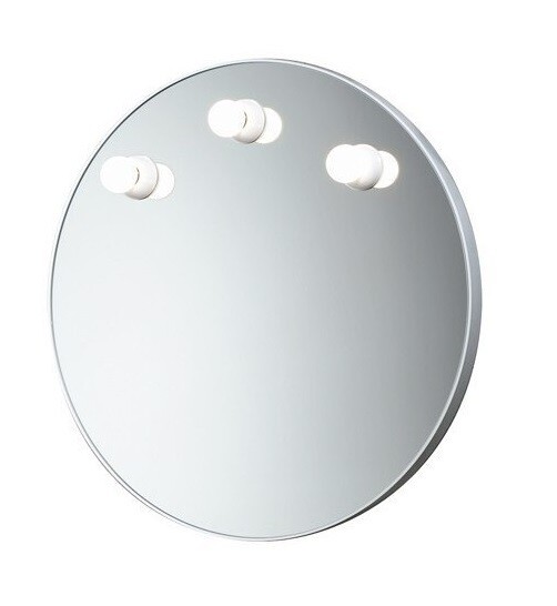 Miroir Dakota rond 60 cm avec cadre blanc et éclairage