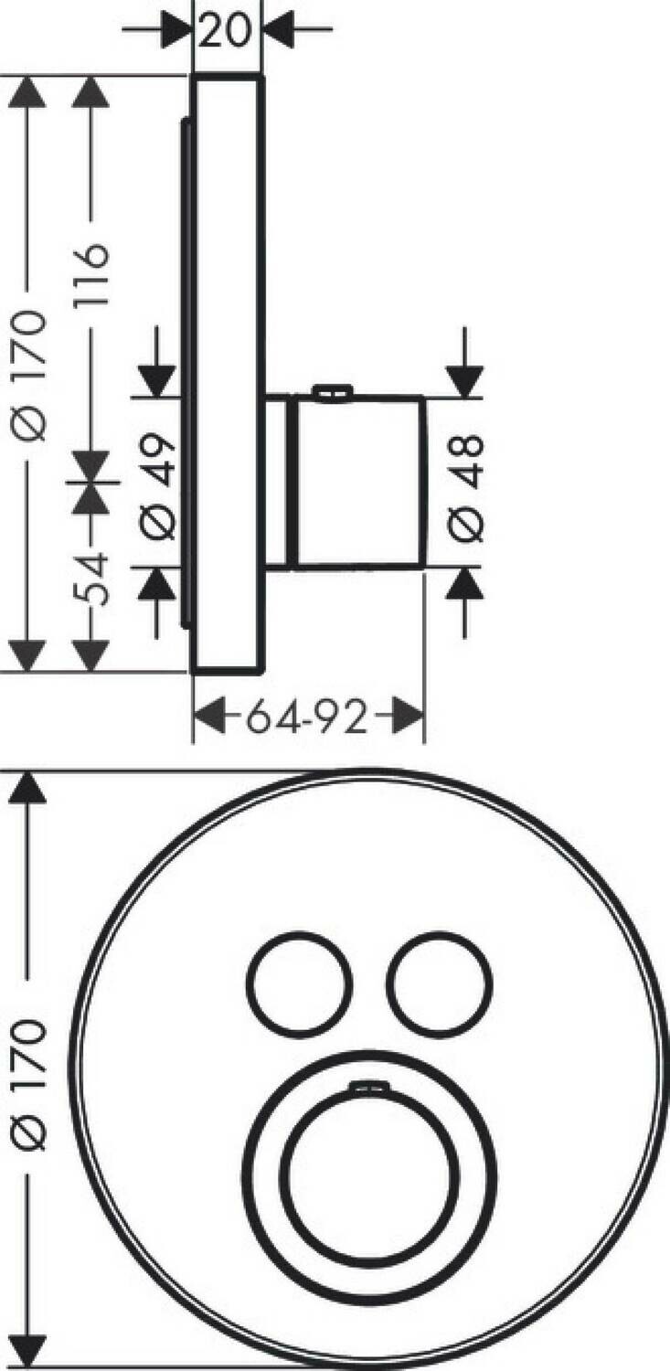 Set de finition pour mitigeur thermostatique encastré Axor ShowerSelect — vue 4