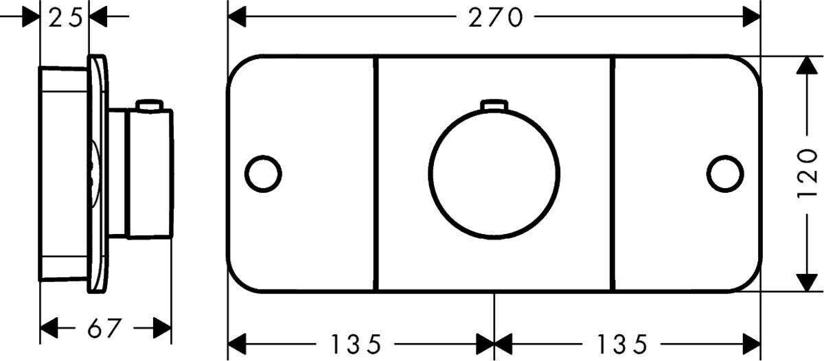 Module thermostatique encastré AXOR One avec 2 fonctions en blanc mat — vue 2