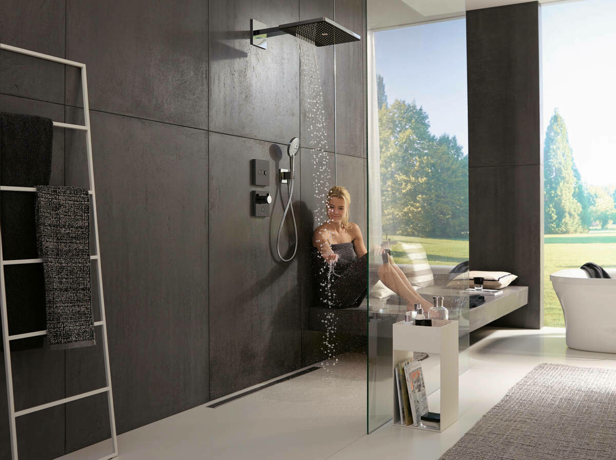 Set de finition pour mitigeur thermostatique encastré haut débit Hansgrohe ShowerSelect Glass — vue 2