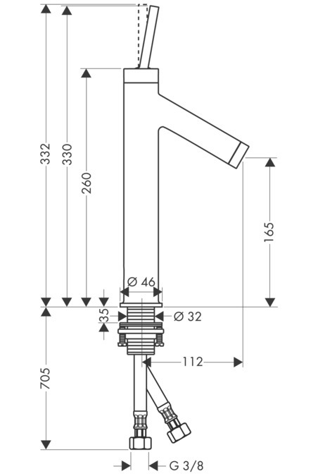 Mitigeur de lavabo AXOR Starck 170 avec bonde à écoulement libre - vue 3