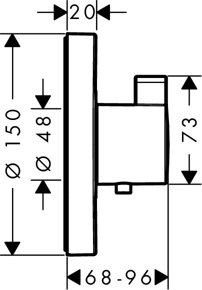 Set de finition pour mitigeur thermostatique encastré Hansgrohe ShowerSelect S en doré poli - vue 2