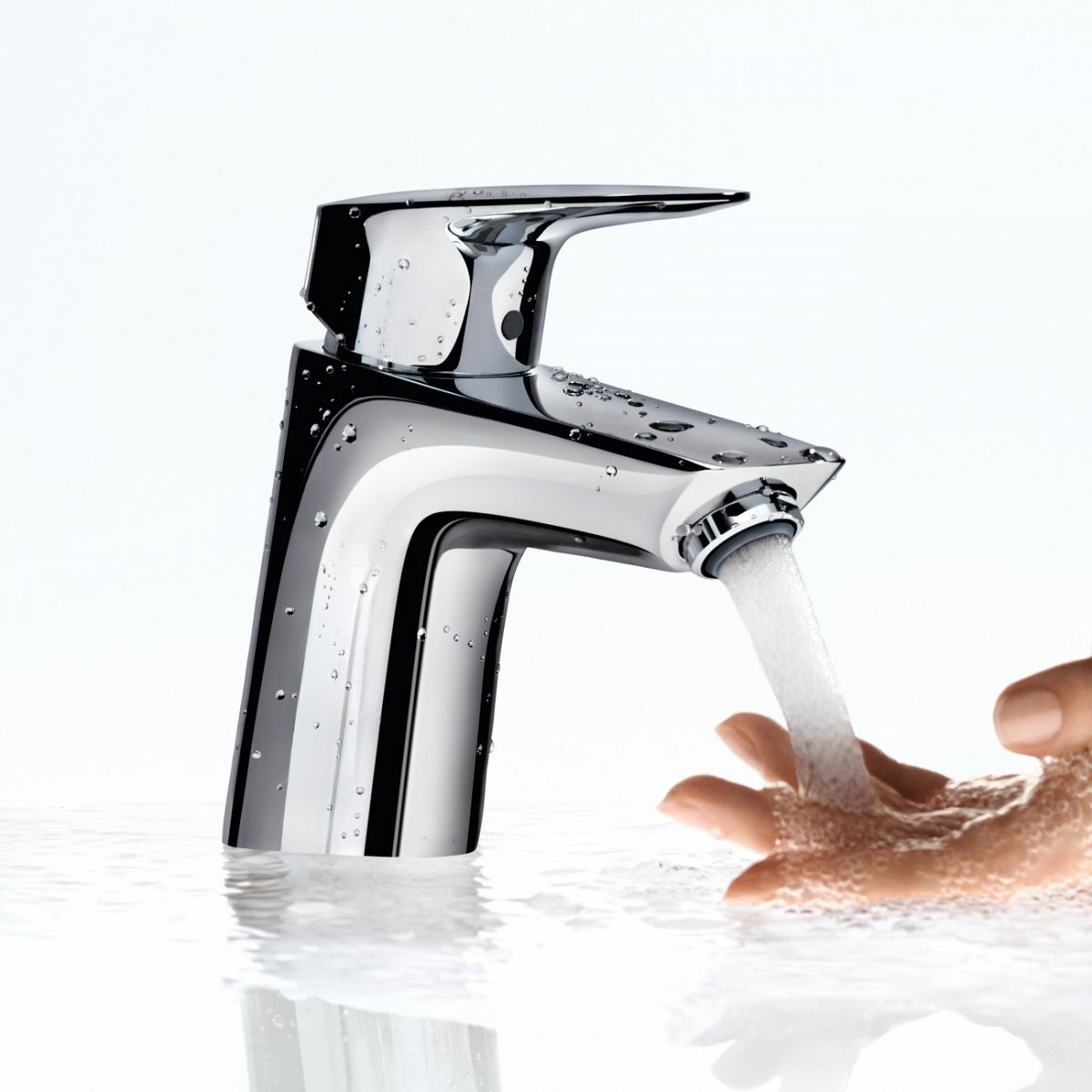 Mitigeur de lavabo Hansgrohe Logis 75 CoolStart en laiton chromé avec tirette et vidage - vue 4