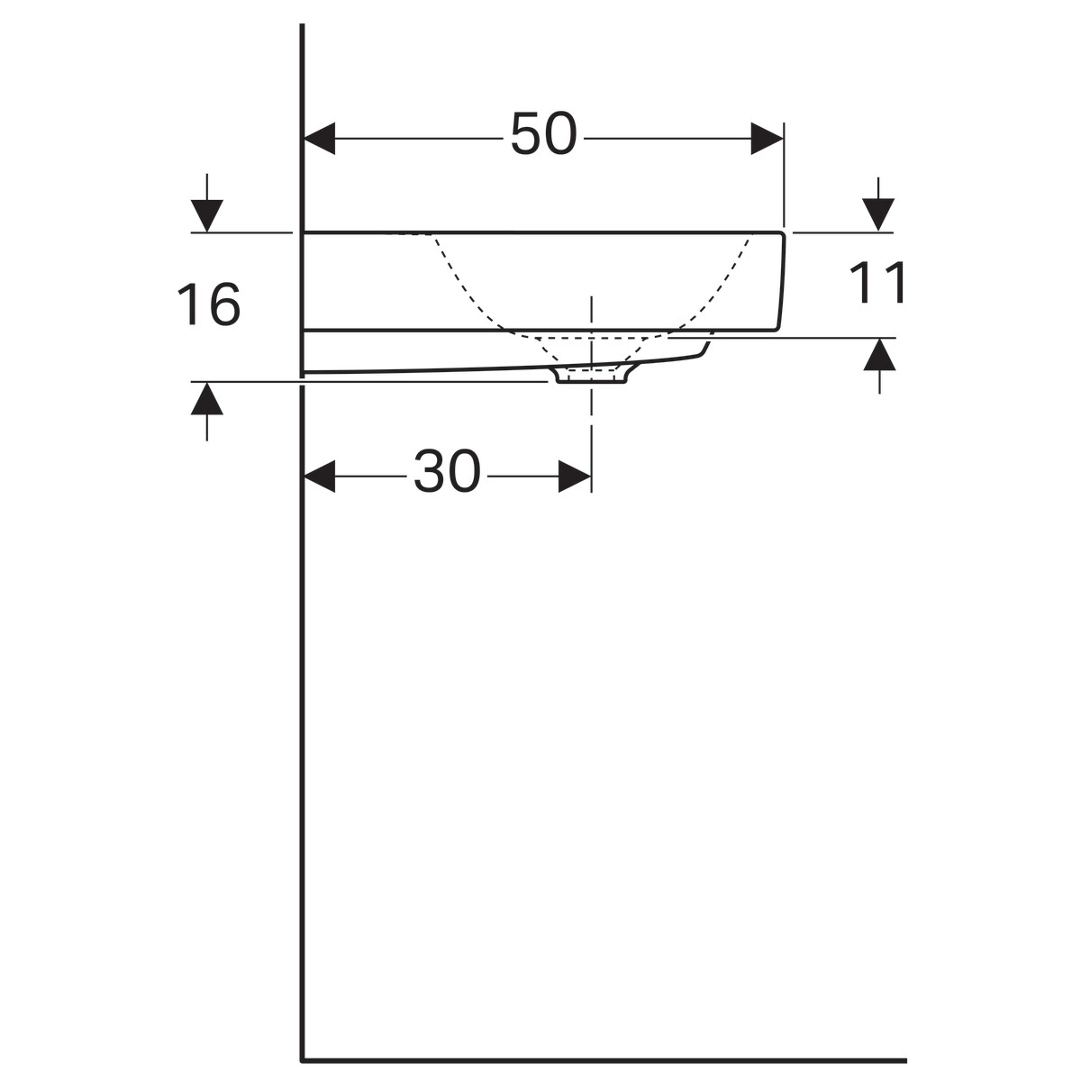 Plan-vasque Geberit Citterio 90 cm avec espace de rangement à gauche — vue 4