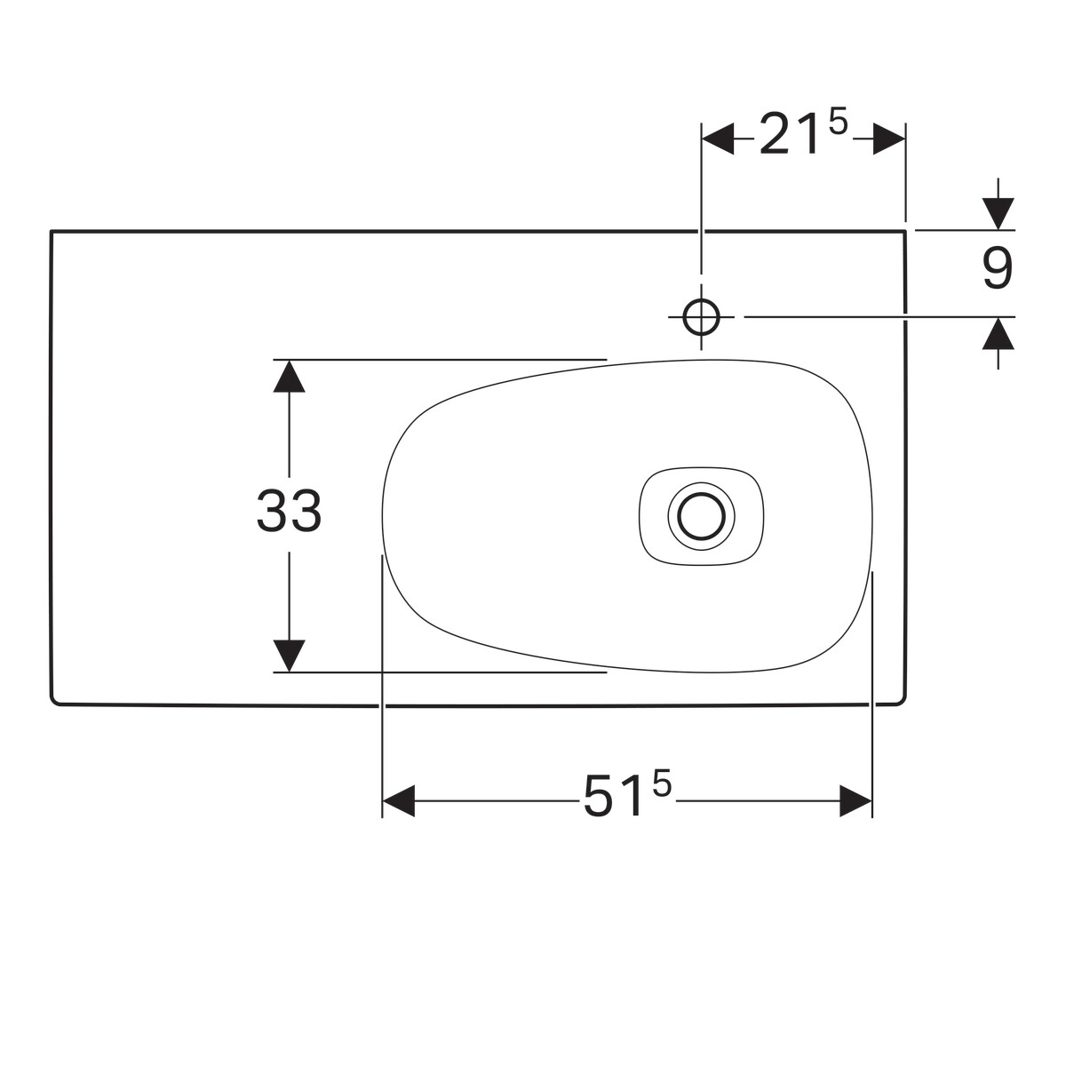 Plan-vasque Geberit Citterio 90 cm avec espace de rangement à gauche — vue 3
