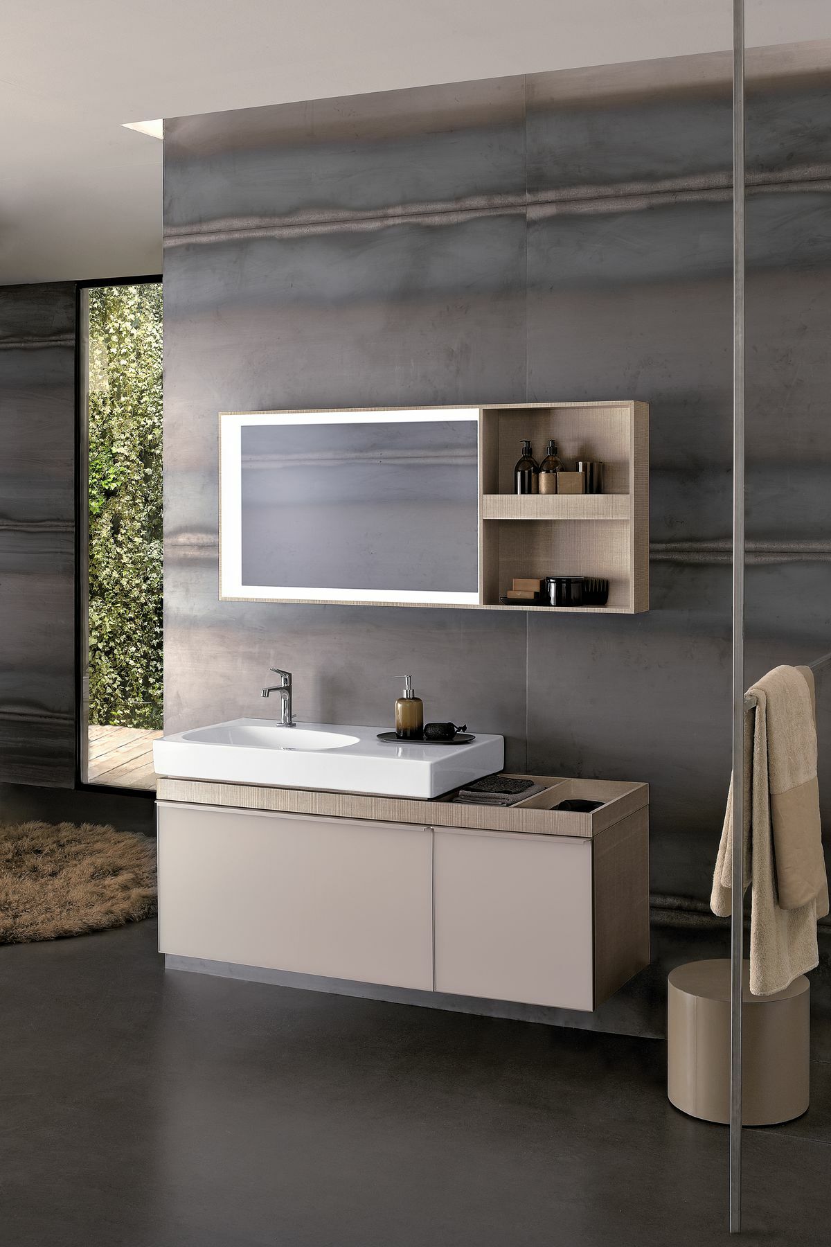 Plan-vasque Geberit Citterio 90 cm avec espace de rangement à droite - vue 4