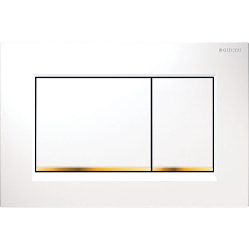 Plaque de déclenchement Geberit Sigma30 / Blanc - bandes design : doré