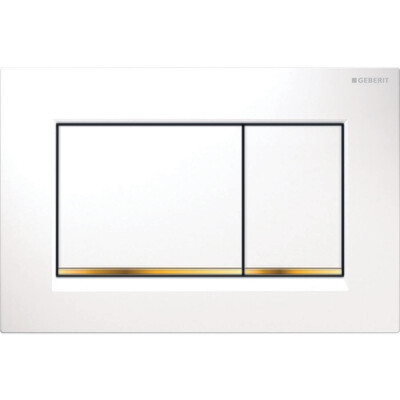 Plaque de déclenchement Geberit Sigma20 square / Blanc - bandes design : doré