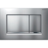 Plaque de finition carrée Geberit Sigma20, chrome mat avec bandes décoratives chromées brillantes et revêtement Easy Clean.