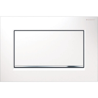 Plaque de déclenchement Geberit Sigma10 square à visser / Blanc - bandes design : chromé brillant