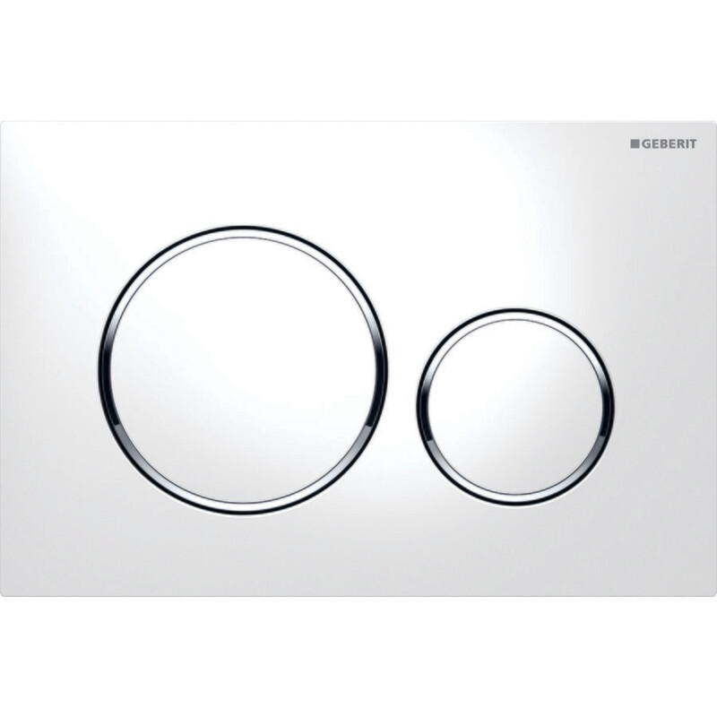 Plaque de déclenchement Geberit Sigma20 / Blanc - anneaux design : chromé brillant
