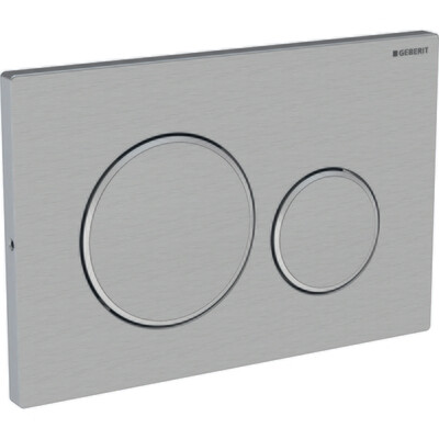 Plaque de déclenchement anti-vandalisme Geberit Sigma20 à visser / Acier inoxydable brossé - anneaux design : poli