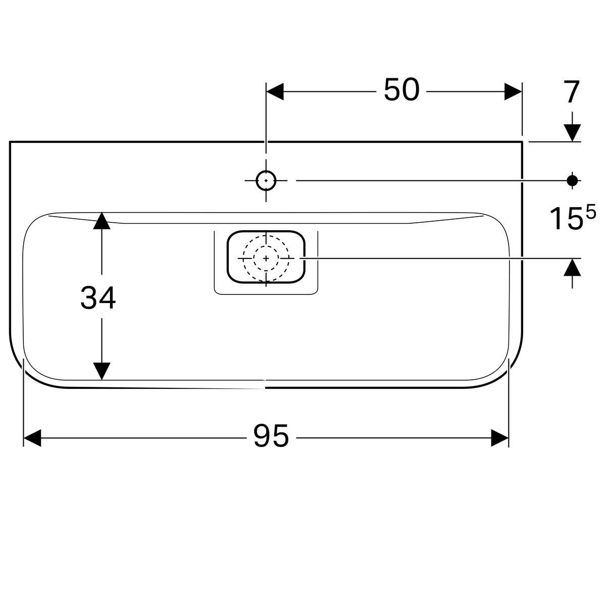 Plan-vasque Geberit myDay 100 cm - vue 7