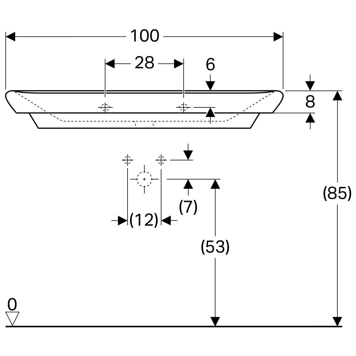 Plan-vasque Geberit myDay 100 cm - vue 8