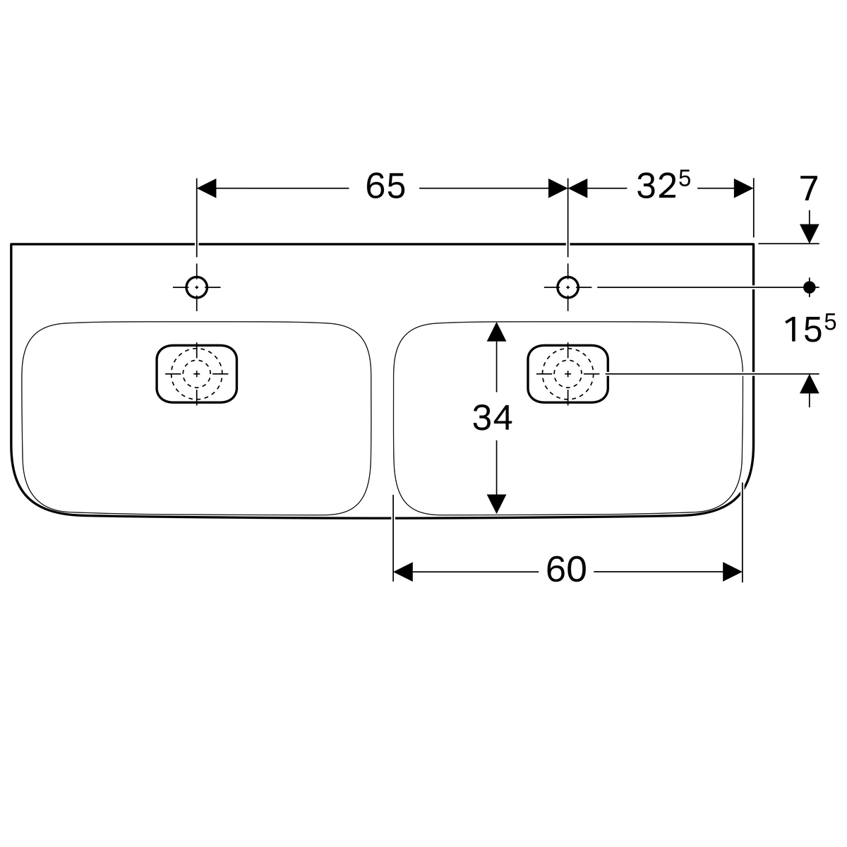 Plan-vasque double Geberit myDay 130 cm - vue 6