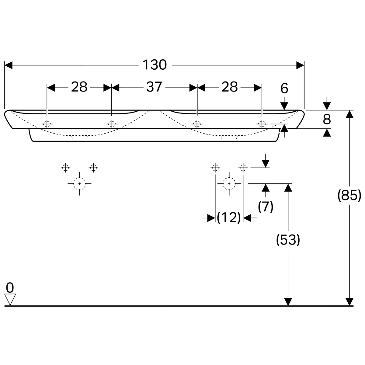 Plan-vasque double Geberit myDay 130 cm - vue 7