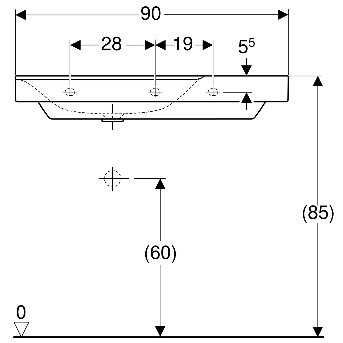 Plan-vasque Geberit Xeno² 90 cm avec espace de rangement à droite - vue 7