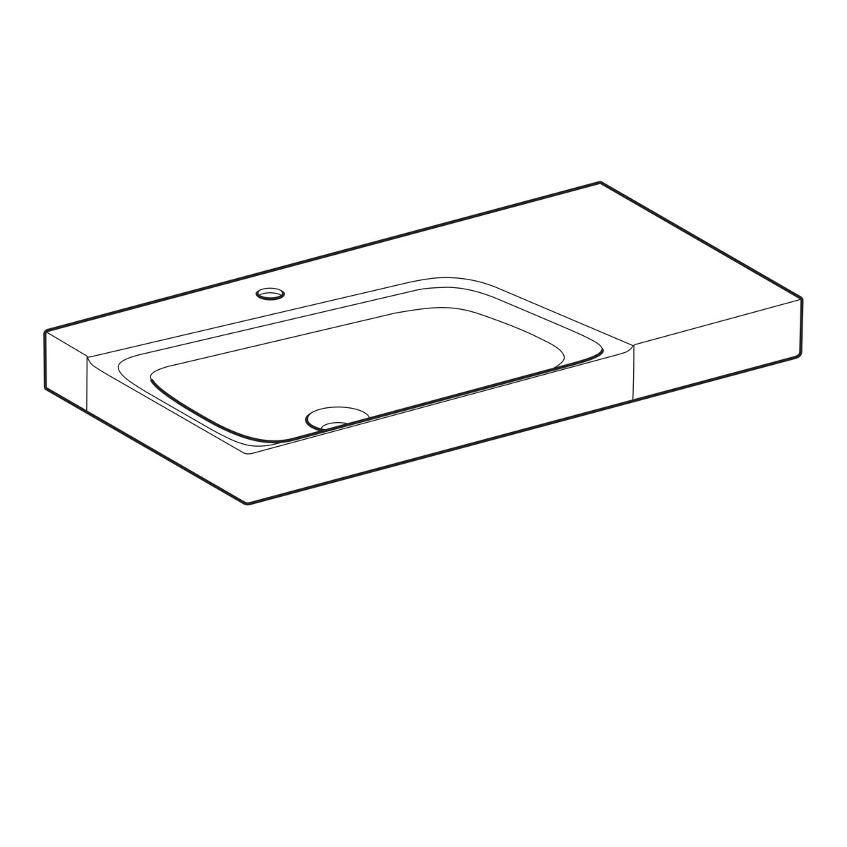 Plan-vasque Geberit Xeno² 90 cm avec espace de rangement à droite — vue 4