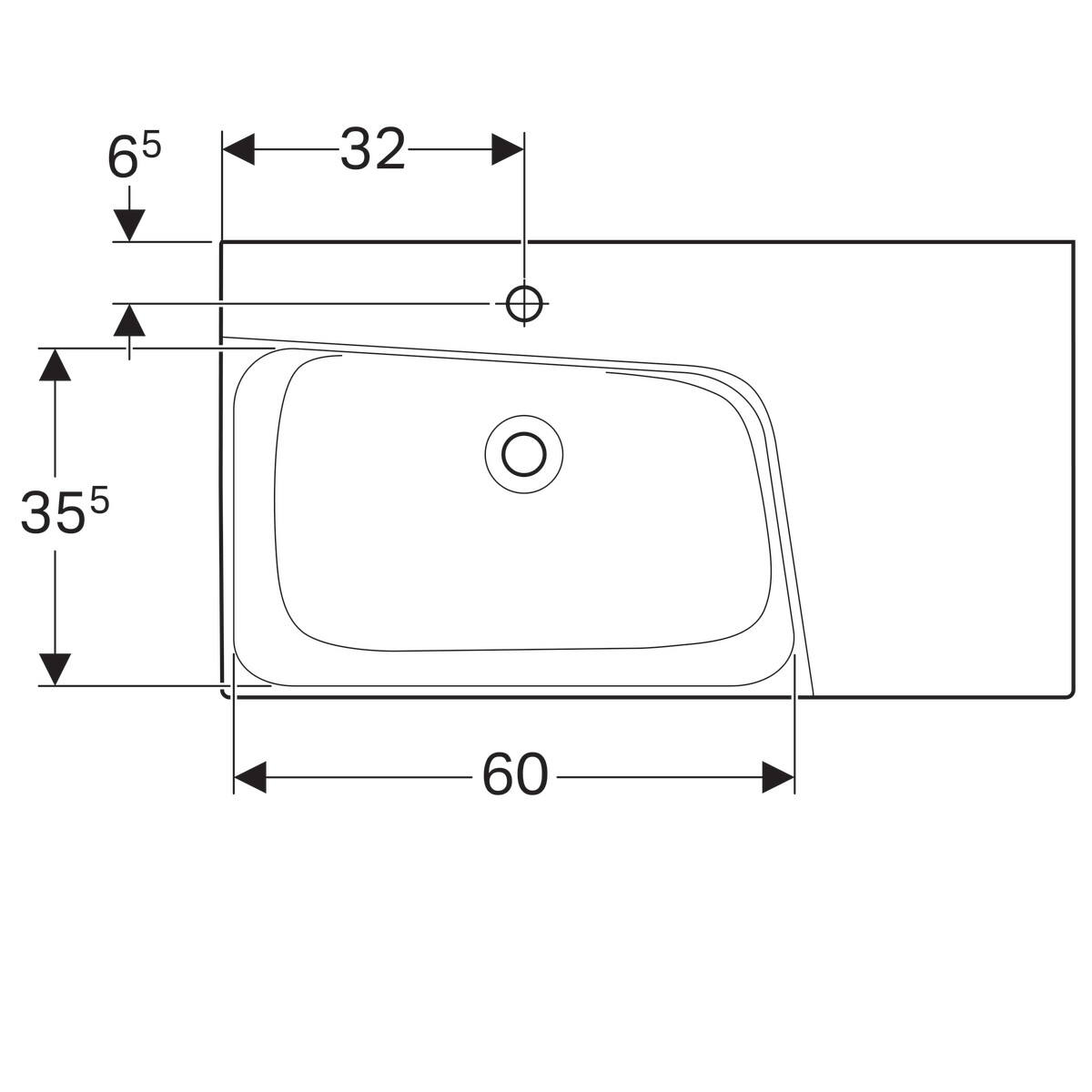 Plan-vasque Geberit Xeno² 90 cm avec espace de rangement à droite — vue 5