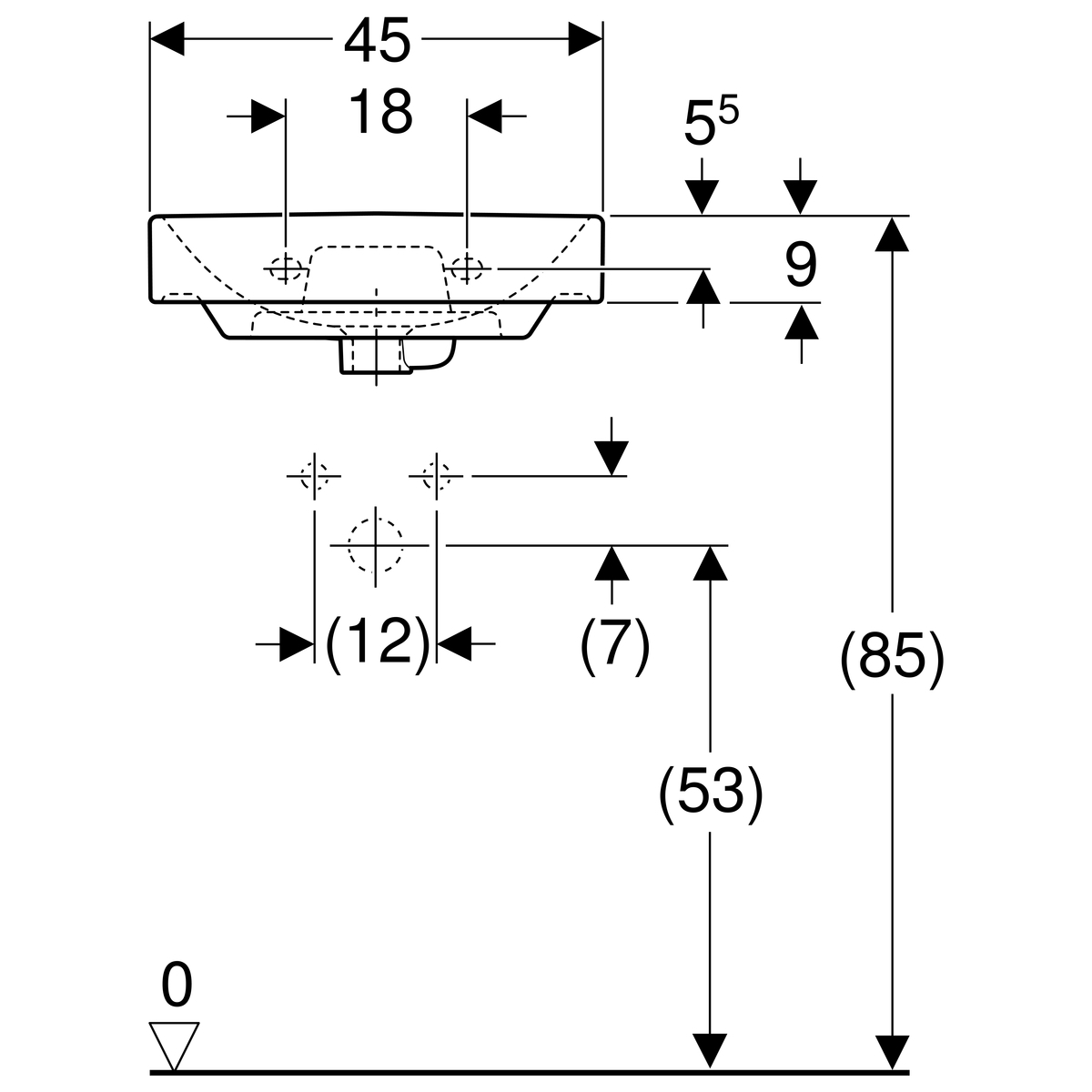 Lave-mains Geberit Smyle Square 45 cm - vue 7