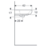 Lavabo en céramique Geberit Selnova Smyle C Square 50cm avec trou de robinet central et trop-plein visible.