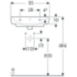 Lavabo en céramique Geberit Selnova Smyle C Square 55cm avec trou de robinet central et trop-plein visible.