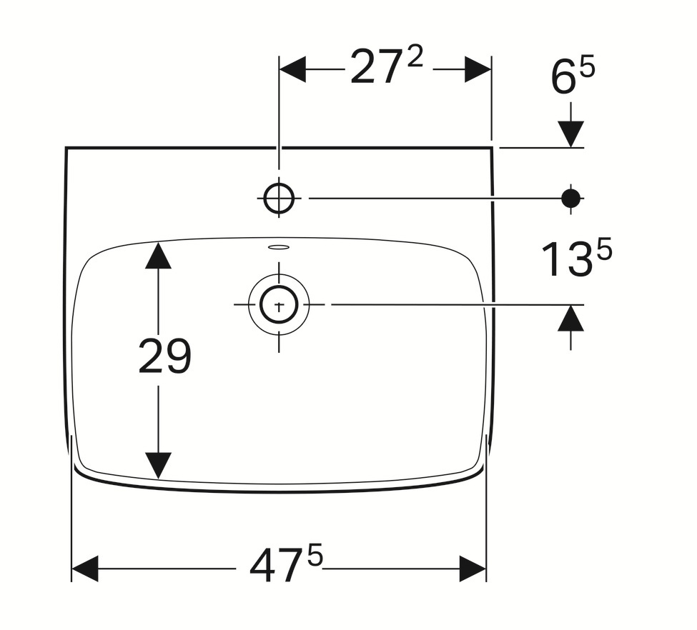 Lavabo Geberit Selnova / Smyle C Square 55 cm - vue 6