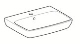 Évier en céramique Geberit Selnova Smyle C carré de 60 cm avec trou de robinet central et trop-plein visible.
