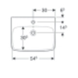 Lavabo en céramique Geberit Selnova Smyle C Square 60cm avec trou de robinet central et trop-plein visible.