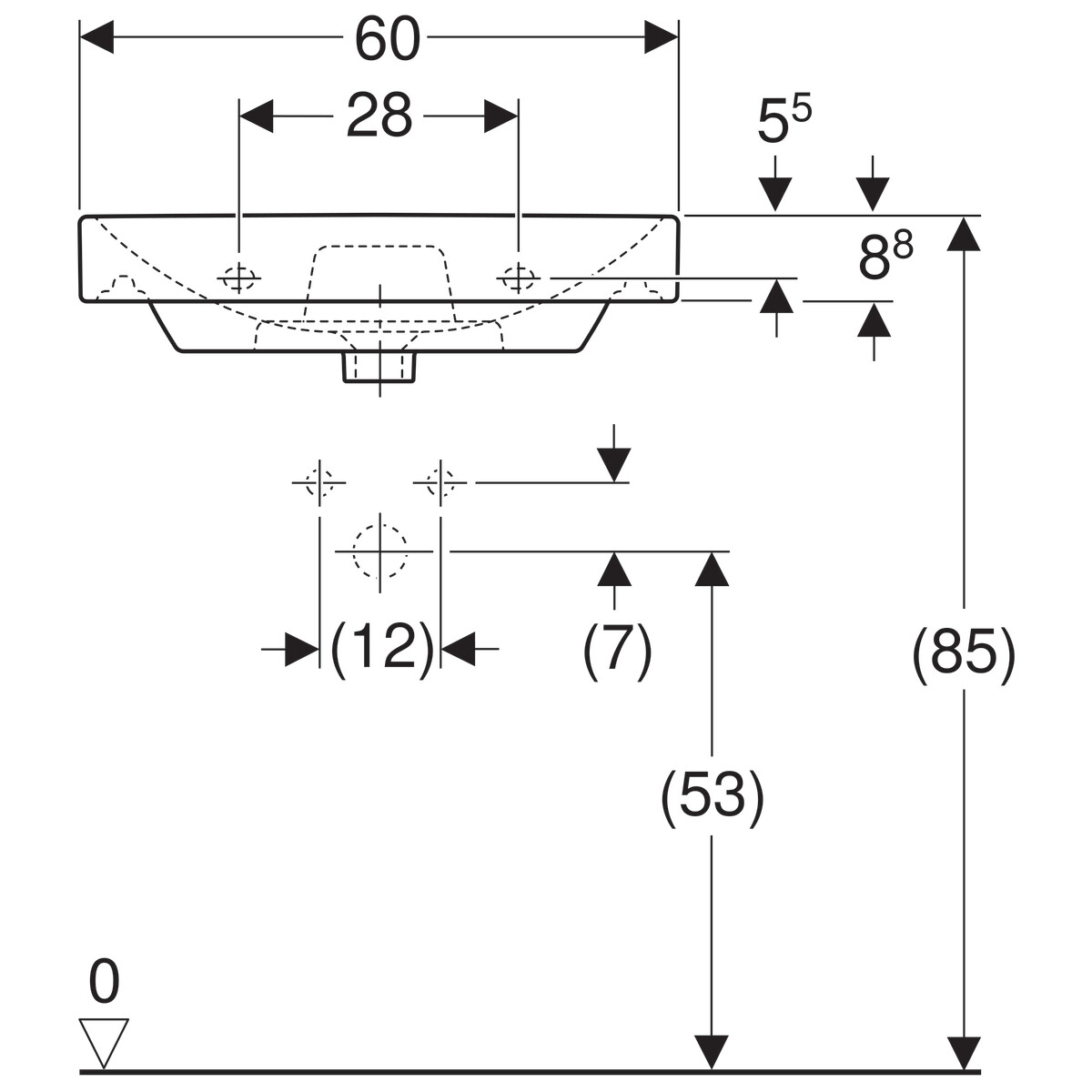 Lavabo Geberit Smyle Square 60 cm — vue 5