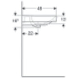 Lavabo en céramique Geberit Smyle Square 60 cm avec trou de robinet central et trop-plein visible.