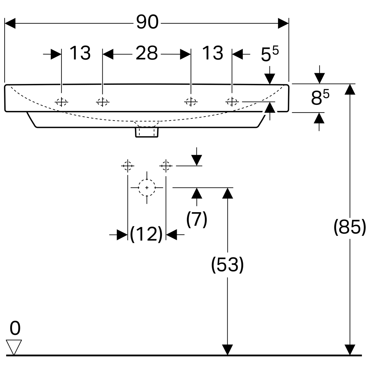 Plan-vasque Geberit / Keramag Smyle Square 90 cm - vue 4