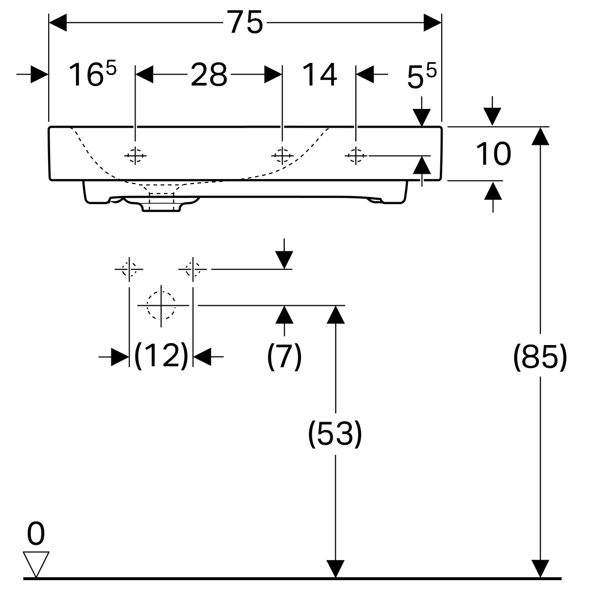 Plan-vasque Geberit Citterio 75 cm - vue 9