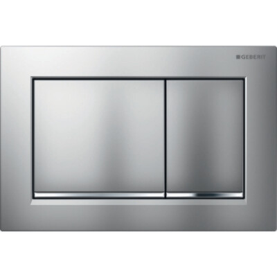 Plaque de déclenchement Geberit Omega20 square pour rinçage double touche / laqué chromé mat - bandes design : chromé mat