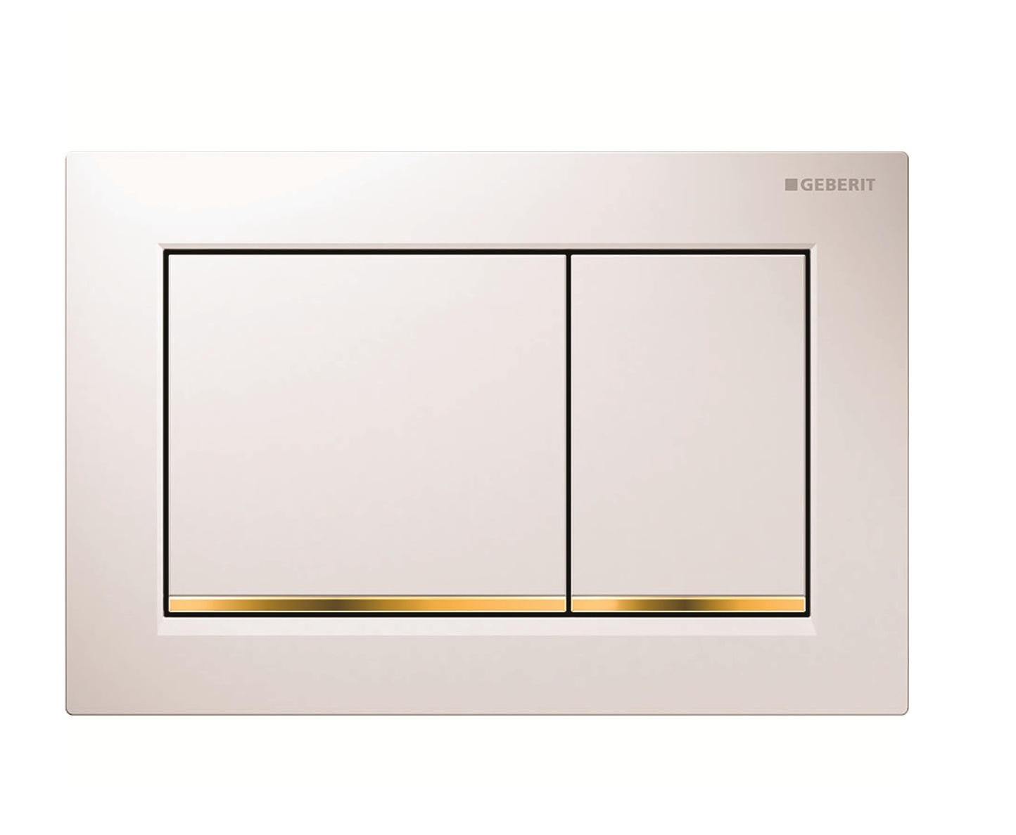 Plaque de déclenchement Geberit Omega20 square pour rinçage double touche / Blanc doré