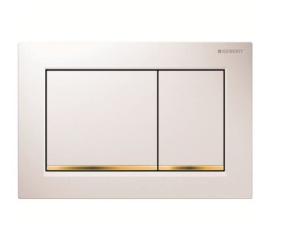 Plaque de déclenchement Geberit Omega20 square pour rinçage double touche / Blanc doré