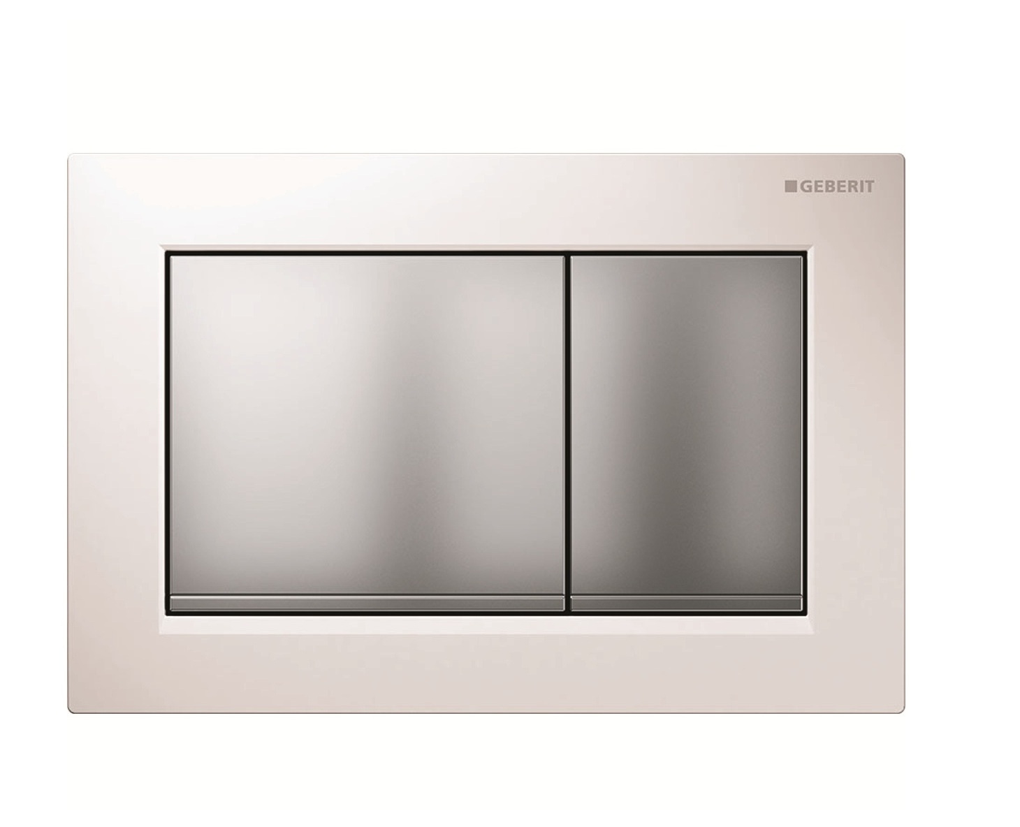Plaque de déclenchement Geberit Omega20 square pour rinçage double touche / Blanc - Chromé mat