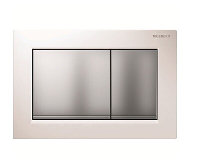 Plaque de déclenchement Geberit Omega20 square pour rinçage double touche / Blanc - Chromé mat