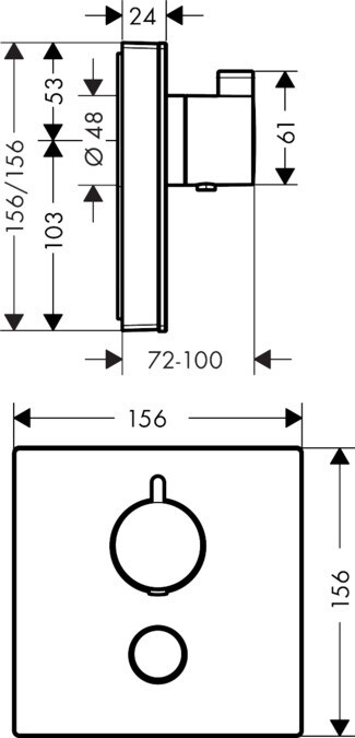 Set de finition pour mitigeur thermostatique encastré haut débit Hansgrohe ShowerSelect Glass — vue 3