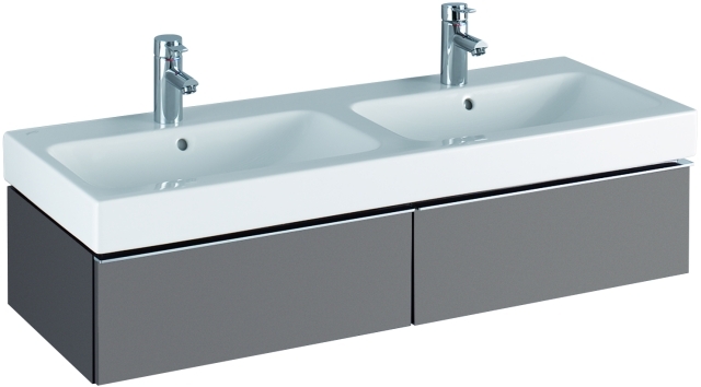 Plan-vasque double Geberit / Keramag iCon 120 cm avec deux trous pour robinetterie - vue 3