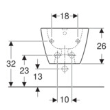 Geberit Smyle Square caréné bidet suspendu, céramique, dimensions 35x54x26cm, fixation cachée, alimentation dissimulée.