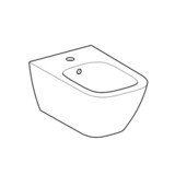 Bidet mural Geberit Smyle Square, en céramique, design Carénée, 35x54x26cm, accessoire de salle de bains élégant et moderne.
