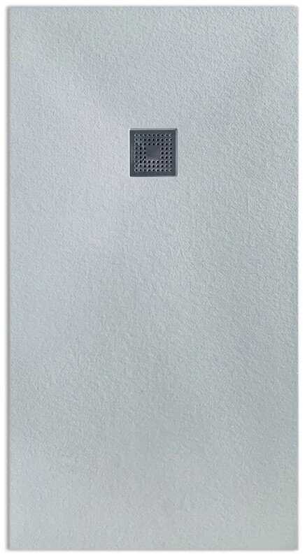 Receveur rectangulaire Vulcanite extra-plat et anti-dérapant (130 à 150 cm) x 80 cm avec grille design en inox et vidage