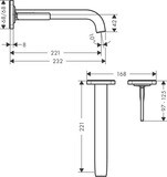 AXOR Citterio E Mitigeur de lavabo encastré mural avec rosaces, bec 221 mm, bonde à écoulement libre