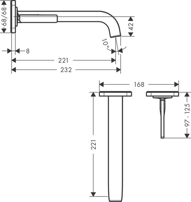 Mitigeur de lavabo encastré AXOR Citterio E 221 mm en laiton chromé